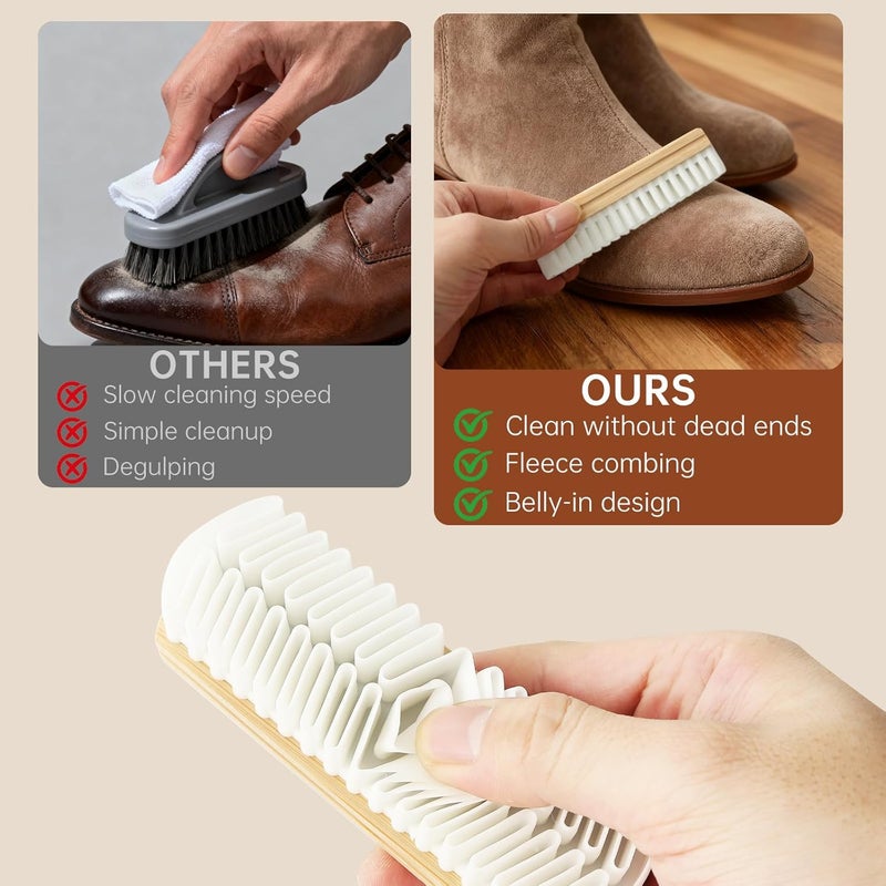 Tydlig Suede Shoe Brush and Eraser Set, 2025 New Suede Cleaning Brush for Shoes, Bags, Jackets, and Sofas, Wooden Handle Suede Shoe Cleaner, Soft Brush and Stain Eraser for Easy Care (1 Pack) - Image 4